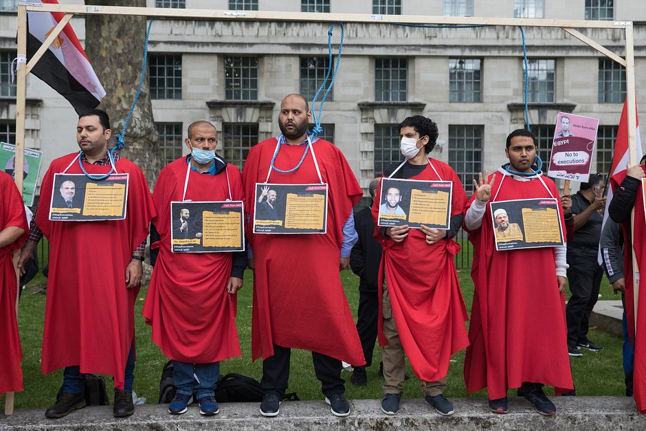 Акции протеста в Лондоне против политических казней в Египте, 2021 год