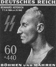 Посмертная маска Рейнхарда Гейдриха на почтовой марке протектората Богемия и Моравия