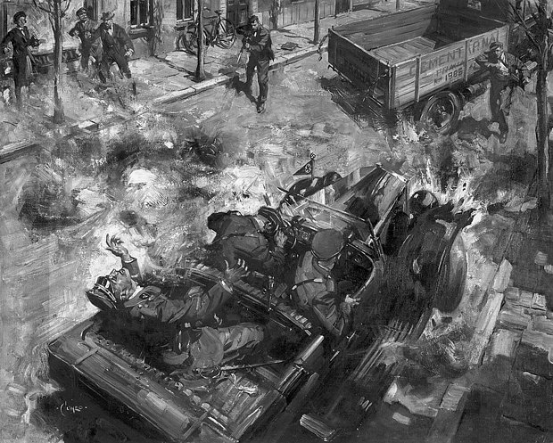 Картина Теренса Кунео «Ликвидация Рейнхарда Гейдриха»