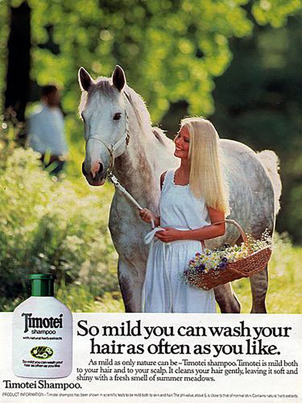 Реклама производителя средств по уходу за волосами Timotei