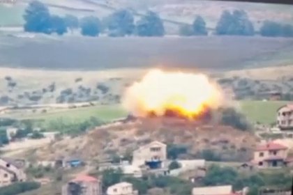 Опубликовано видео удара ВС Азербайджана по армянским позициям