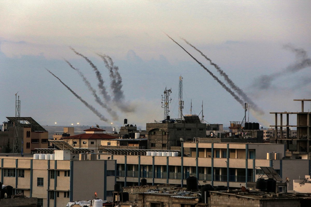 Ракеты, выпущенные палестинцами из сектора Газа в сторону Израиля

