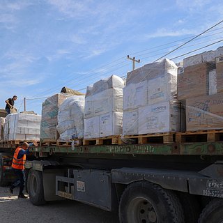 Грузовики с гуманитарной помощью в Газе