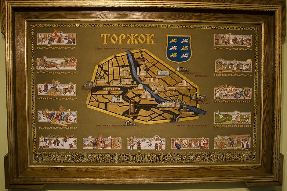 Вышитая карта города Торжка. Торжок, Музей золотого шитья