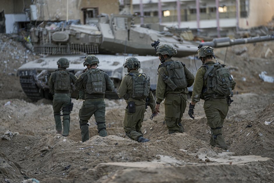 Israeli soldiers are seen during a ground operation in the Gaza Strip