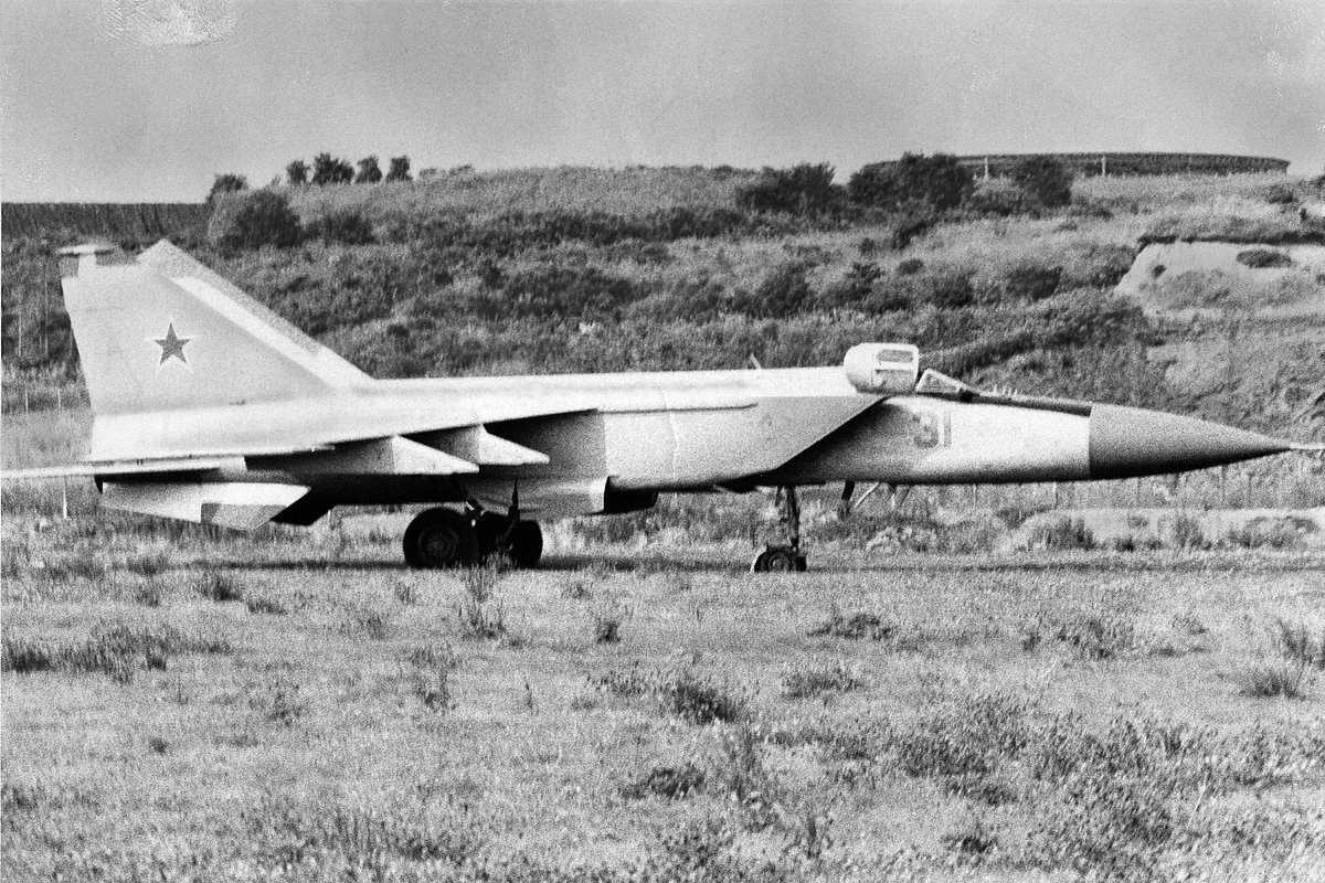 Soviet fighter MiG-25 is seen after pilot Viktor Belenko landed to defect at Hakodate Airport on September 6, 1976 in Hakodate, Hokkaido, Japan
