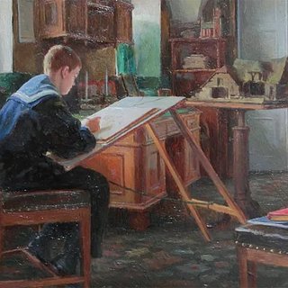 Картина «Великий князь Михаил Александрович за рисованием», 1892 год