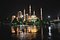 Ночной Грозный, вид на небоскребы и мечеть «Сердце Чечни», Чеченская Республика