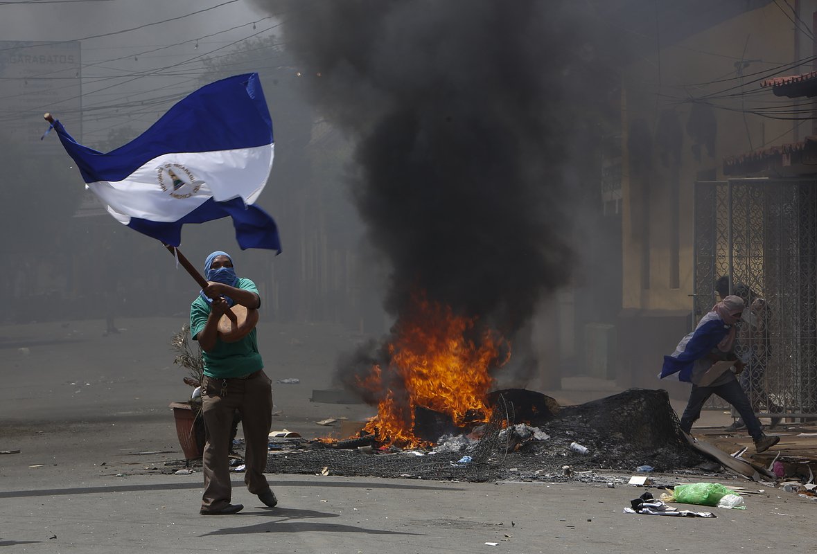Участник протестов в Никарагуа, май 2018 года