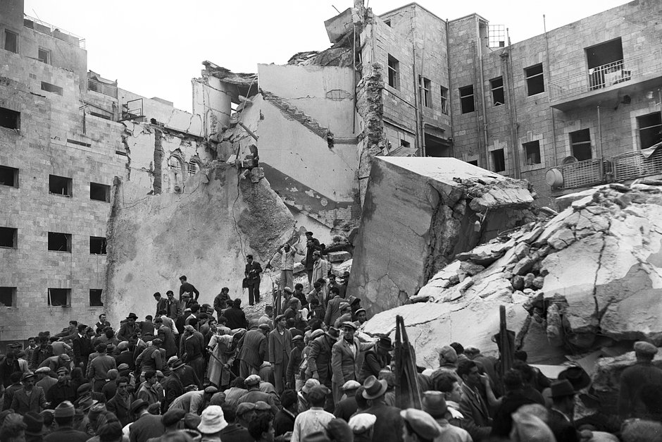 Последствия взрыва в еврейской части Палестины, 26 февраля 1948 года