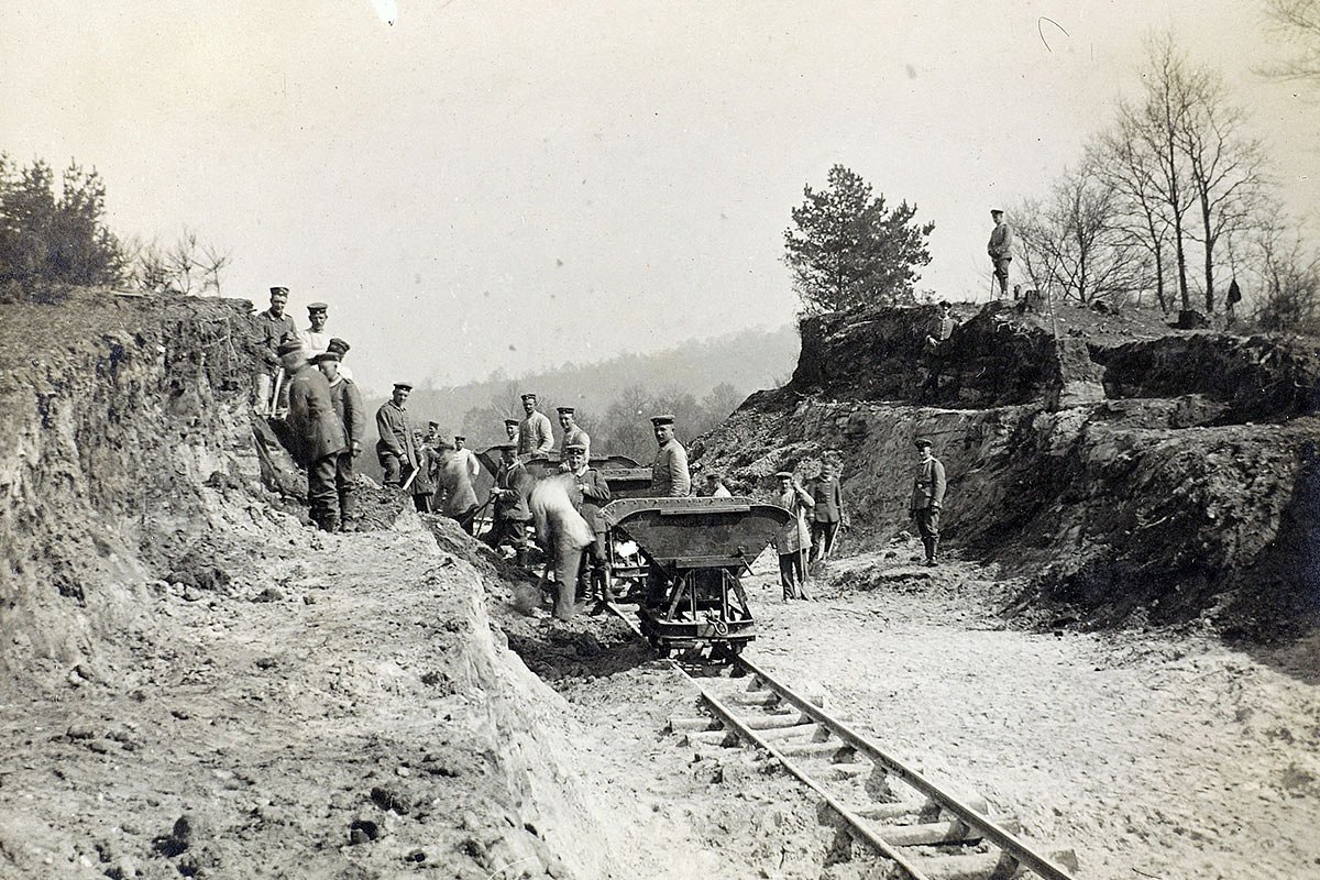 Полевая железная дорога на территории Нейтрального Мореснета, 1915 год