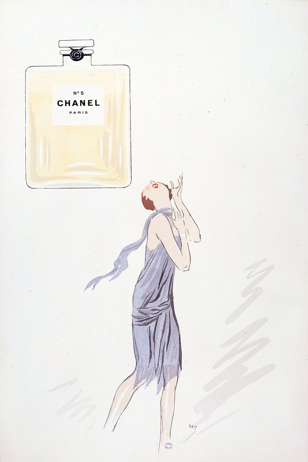 Реклама духов Chanel №5, 1921. Рисунок Жоржа Гурса.