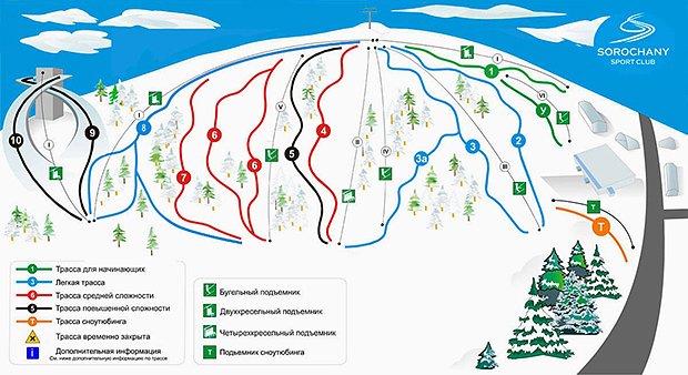 Карта трасс горнолыжного комплекса «Сорочаны»