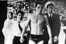 Hungary’s Ervin Zador is escorted from the pool with blood pouring from his cut eye during their 1956 Olympic water polo win over Russia