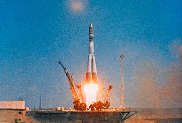 Старт космического корабля «Восток-1» на космодроме Байконур, 12 апреля 1961 года