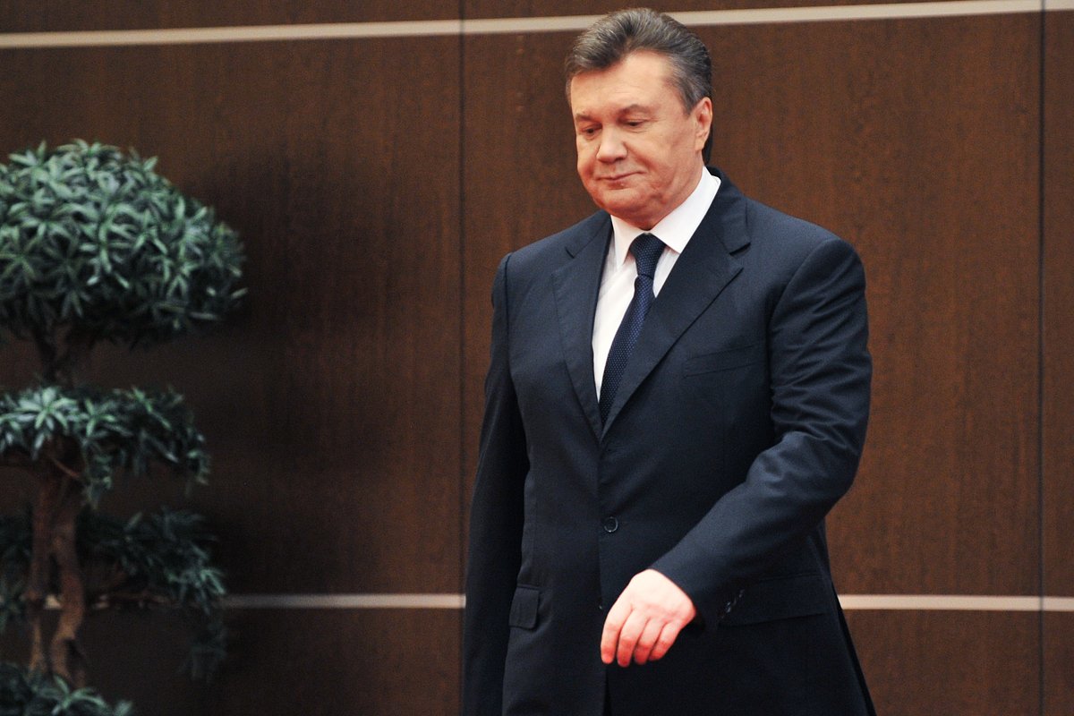 Виктор Янукович, объявивший себя ранее легитимным президентом Украины, перед пресс-конференцией в Ростове-на-Дону, 11 марта 2014 года