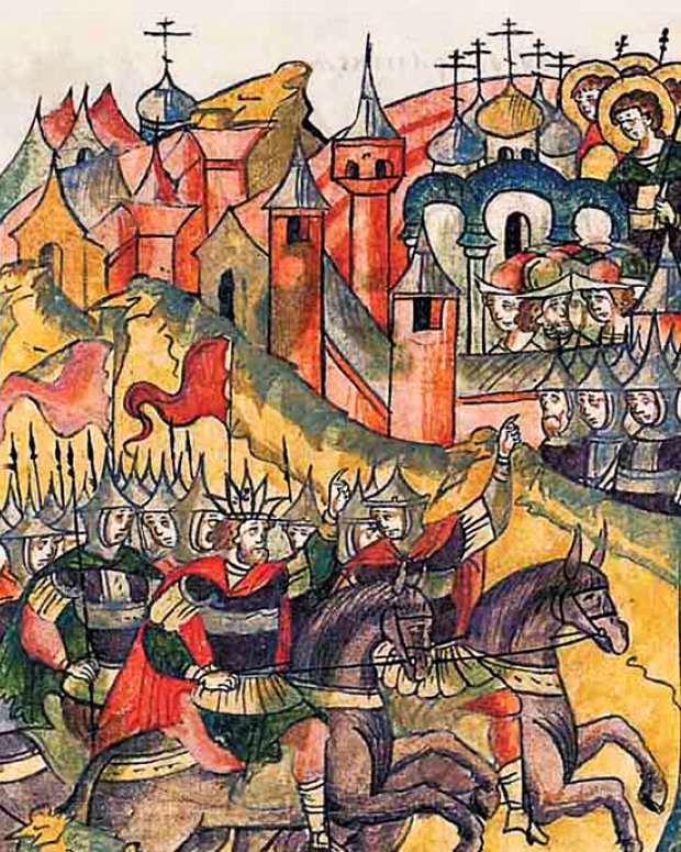 Лицевой летописный свод. 1521 год. Нашествие крымского хана Мехмеда Герая.
