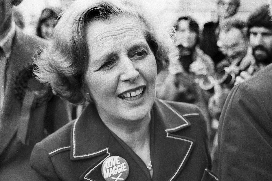Лидер Консервативной партии Маргарет Тэтчер после победы на парламентских выборах, Великобритания, 5 мая 1979 года 
