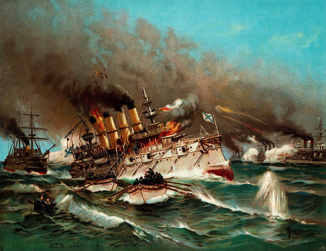 Затопление русского крейсера «Варяг» в бухте Чемульпо, 1904 год