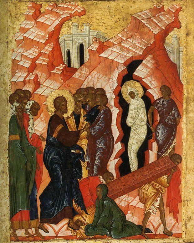 Воскрешение Лазаря. Русская икона XV века