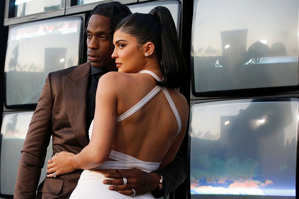Kylie Jenner with ex-lover and father of her children, rapper Travis Scott