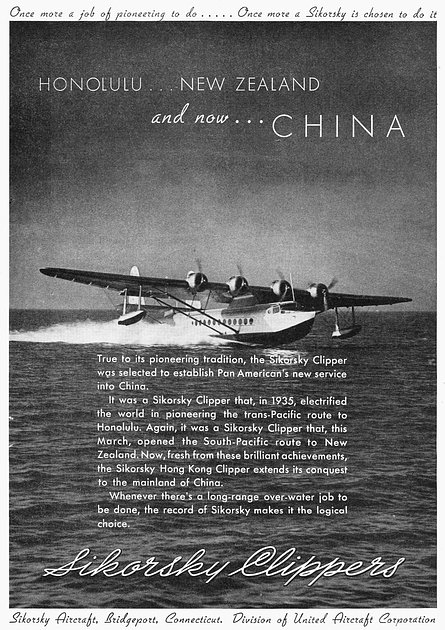 Реклама самолета-амфибии S-42 Clipper