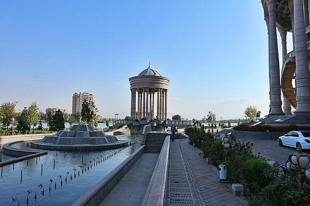 Dushanbe, Varzob / Tajikistan - 27 September 2019: Kohi Navruz palace exterior outside 