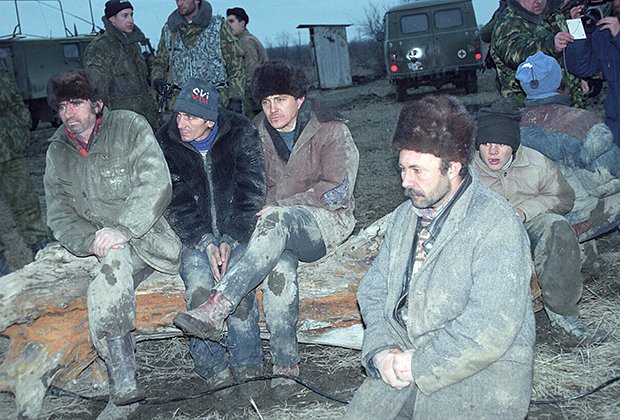 Освобожденные заложники в селе Первомайское