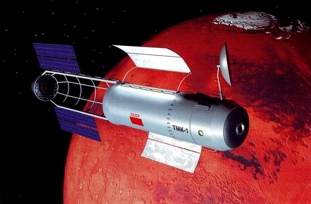 Тяжелый межпланетный корабль в складном варианте 1961 года