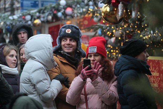 Иностранные туристы в Москве.