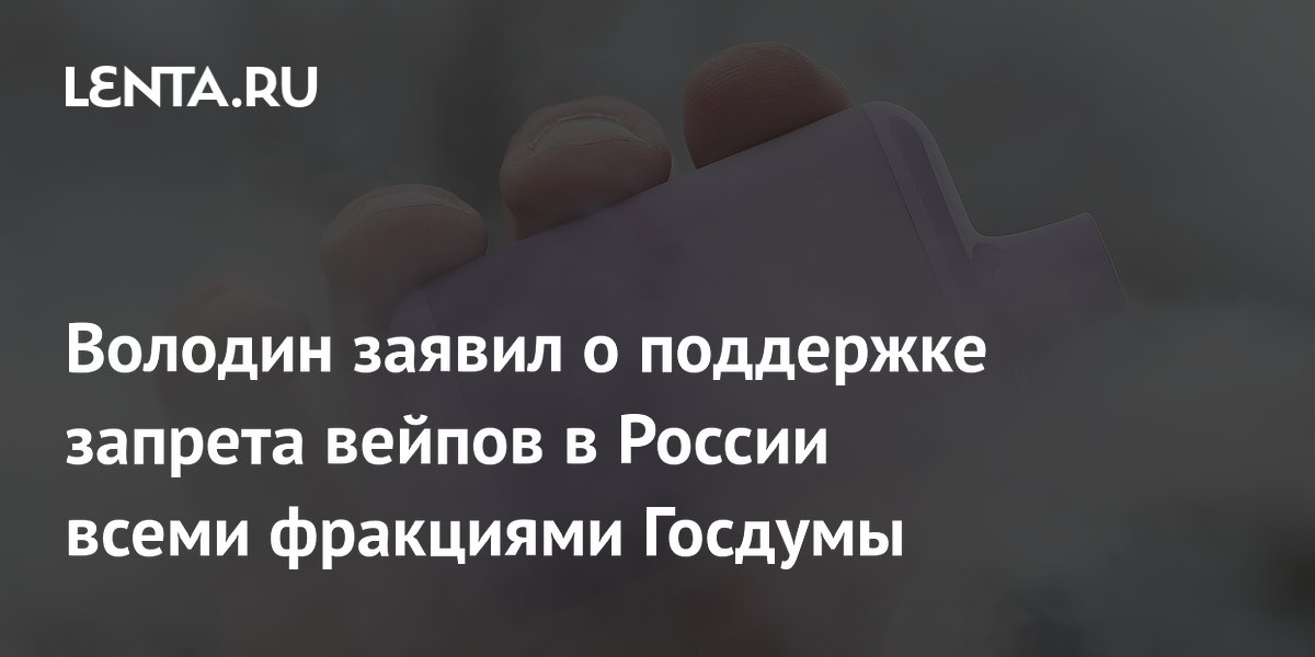 Володин заявил о поддержке запрета вейпов в России всеми фракциями Госдумы