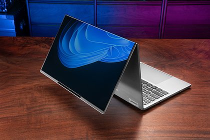 A folding screen laptop is presented