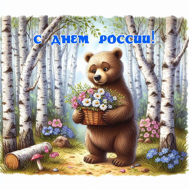 Открытка на День России, чтобы отправить близким