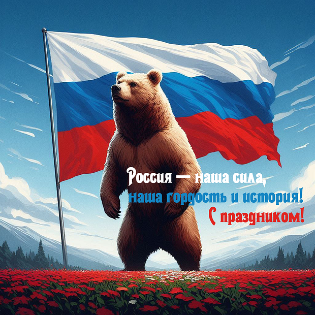 Патриотическая открытка на День России
