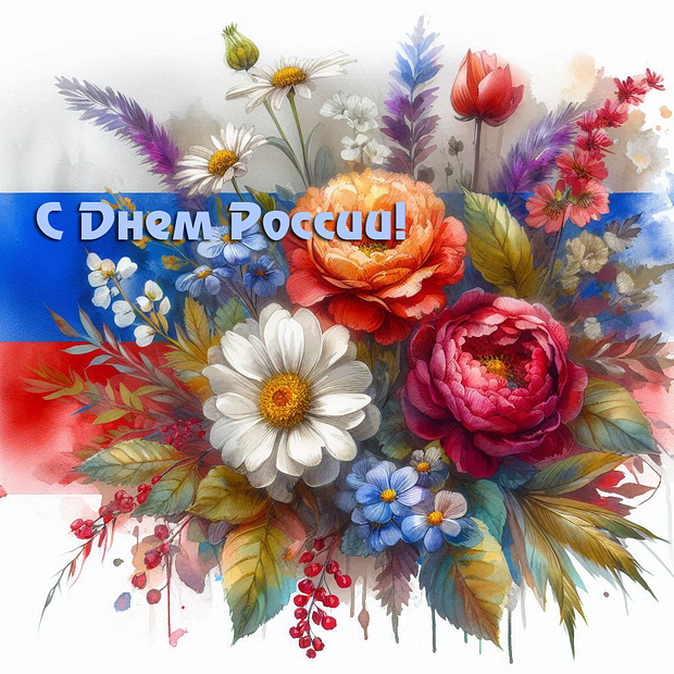 Красивая открытка на День России