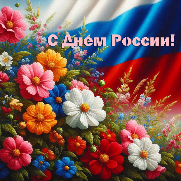 Открытка на День России, чтобы отправить близким