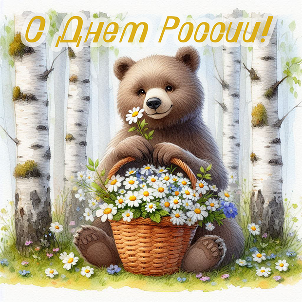 Открытка на День России, чтобы отправить близким