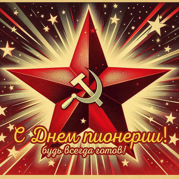 Советская открытка с Днем пионерии