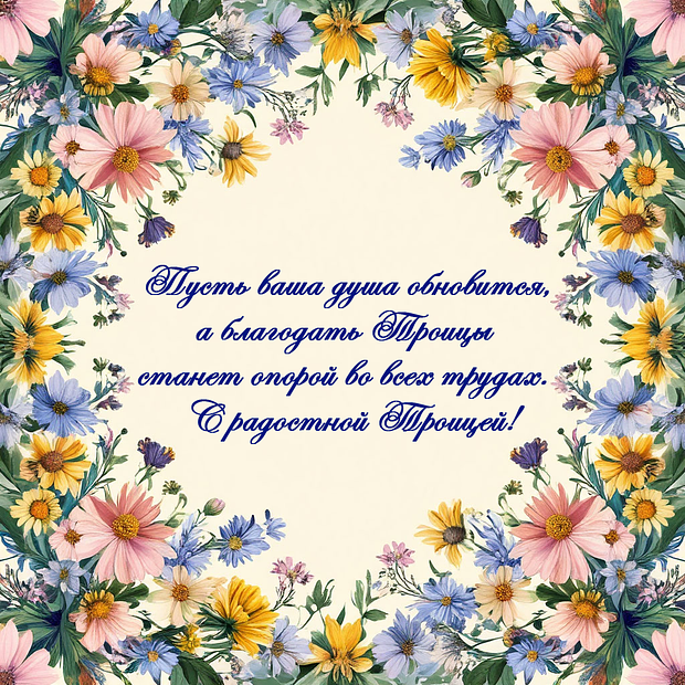 Открытка на Святую Троицу с теплыми словами