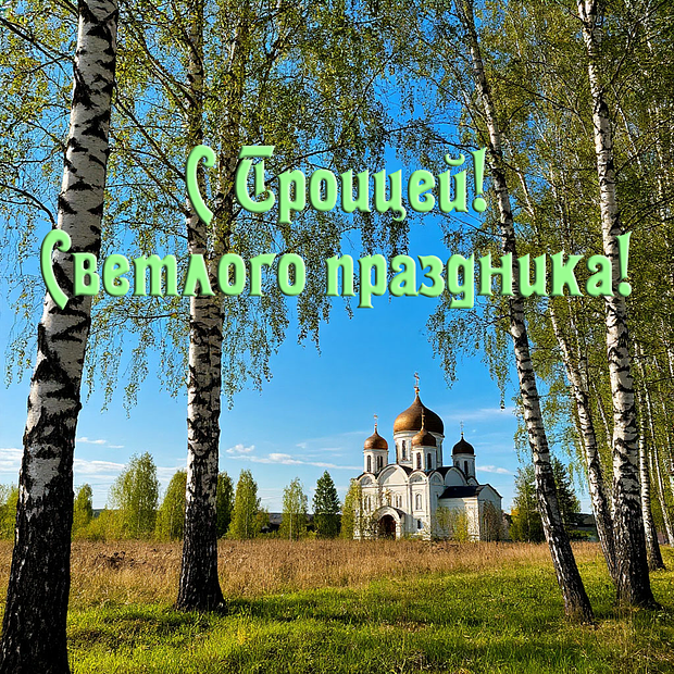 Красивая открытка на Троицу