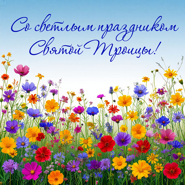 Красивая открытка на Троицу