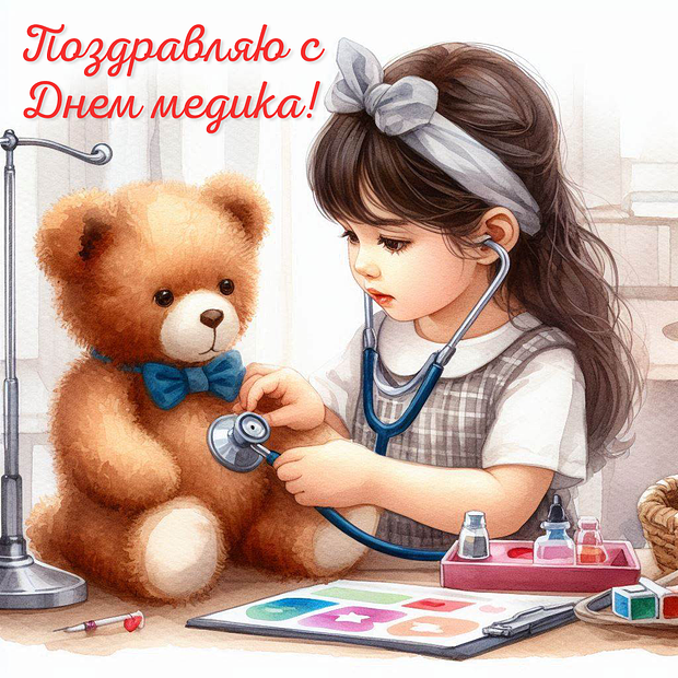 Душевная открытка для поздравления с Днем медика