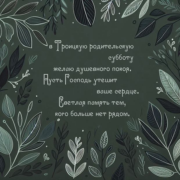 Траурная открытка на Троицкую родительскую субботу