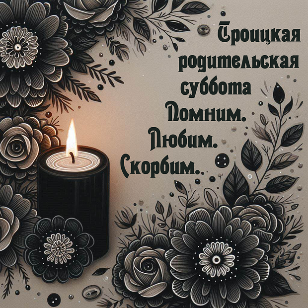 Траурная открытка на Троицкую родительскую субботу