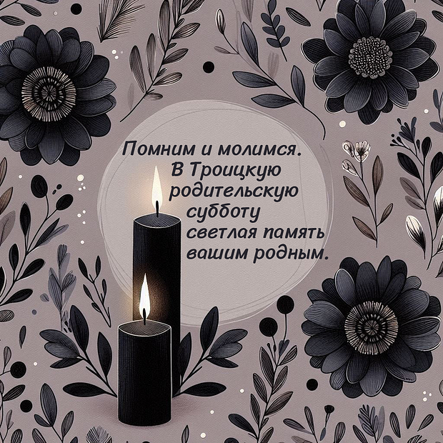 Траурная открытка на Троицкую родительскую субботу