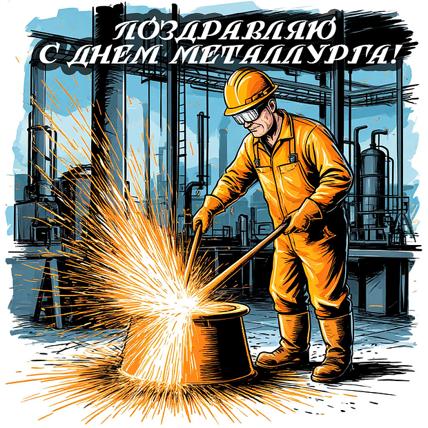 Душевная открытка для поздравления с Днем металлурга 