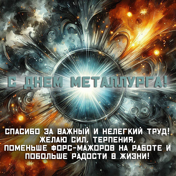 Открытка на День металлурга с теплыми словами