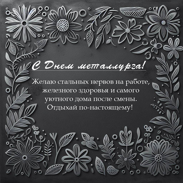 Открытка с душевным поздравлением на День металлурга 