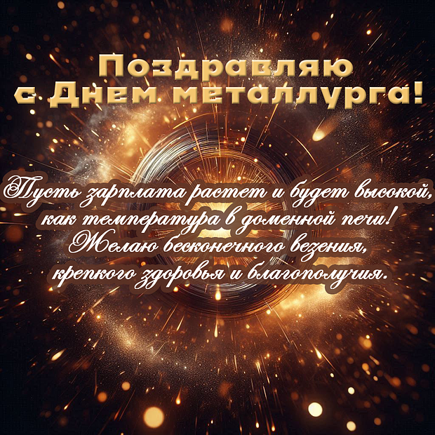Открытка с душевным поздравлением в стихах на День металлурга 