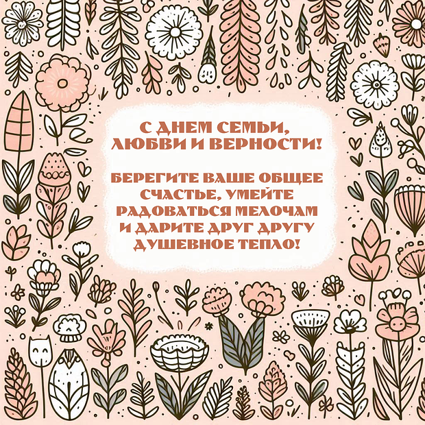 Открытка с поздравлением с Днем семьи, любви и верности